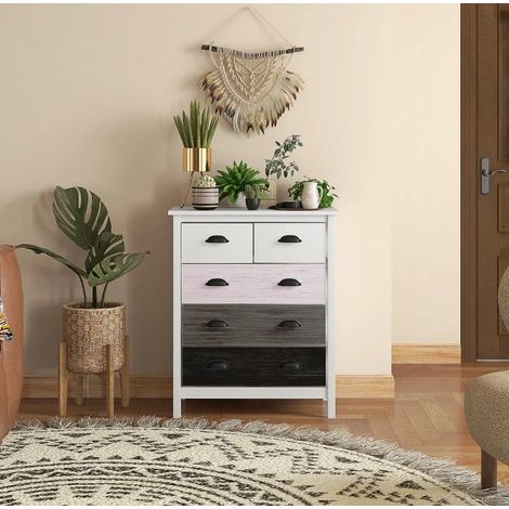 Kommode Schubladenschrank 70x38x85 cm Weiß OKMYHOME (1/5)