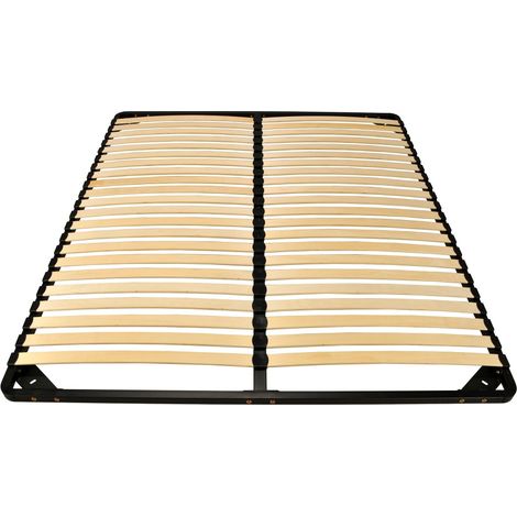 Le Quai Des Affaires – Sommier cadre à lattes métal 160x200 cm – 2x22 lattes en bois – 1 pied central amovible – Noir (1/5)
