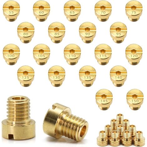 20 Pcs Gicleurs Principaux,Gicleur Principal de Carburateur,Buses de Carburateur Taille 55,60,65,70,75,80,85,90,95,100,105,110,115,120,125,130,135,140,145,150 (jaune, M6) (1/5)