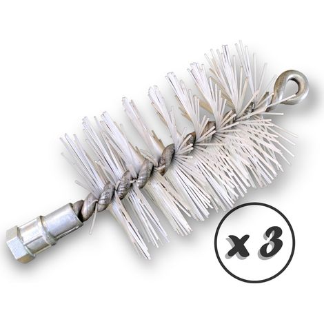 Lot de 3 Brosses à tube PRO NYLON Ø 70 mm Raccord M12175 femelle Ame en acier torsadé Nettoyage brossage tube et canalisation Kibros 41SCN70x3