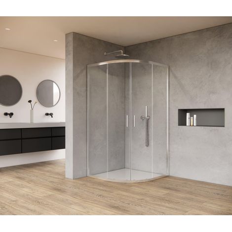 Marenza Casus Cabine de douche - 100x100x200cm - quart de cercle - verre clair - profilé - chrome
