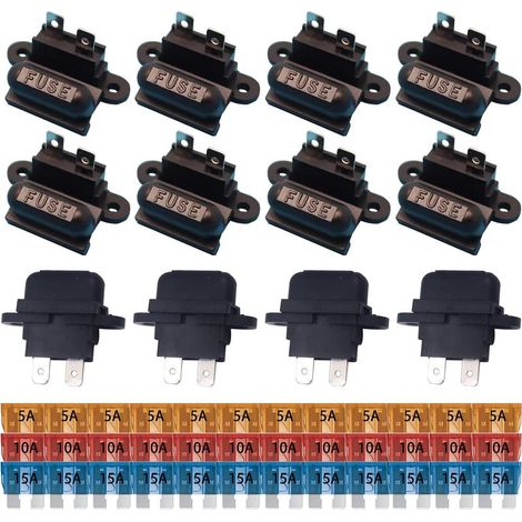 12 Pièces Auto ATC Blade Standard Porte-fusible Siège pour Voiture Bateau Camion SUV avec 12 Pièces Housse Noir et 36 Pièces 5A/10A/15A Fusibles (1/5)