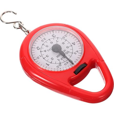 Small Luggage Scales Hanging Scales with Spring Mechanism Handy Analogue Travel Scales in Red Compact and Lightweight for Precise Weighing of Luggage and Fishing Accessories