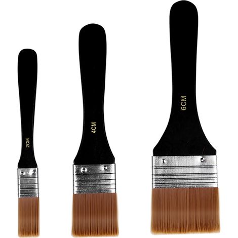 3 Pièces Pinceaux de Peinture Plats, Artiste Pinceau Plat pour Gesso, Vernis, Peinture Acrylique, Peinture à l'huile, Aquarelle, Bois, Mur (20/40/60mm) (1/5)