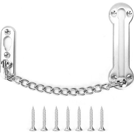 Serrure De Sûreté Avec Chaîne En Acier Inoxydable Pour Porte Intérieure Et Cour - Installation Robuste - Lot De 1 (1/5)