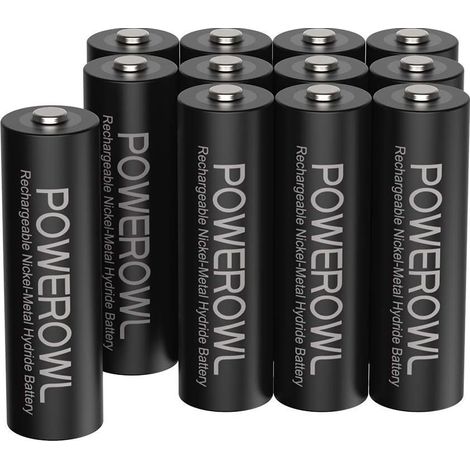 AA Piles Rechargeables 2800mAh 1,2V Ni-MH Batterie Rechargeable 1200 Cycles Économique et Écologique Haute Capacité Réelle Lot de 12 (1/5)