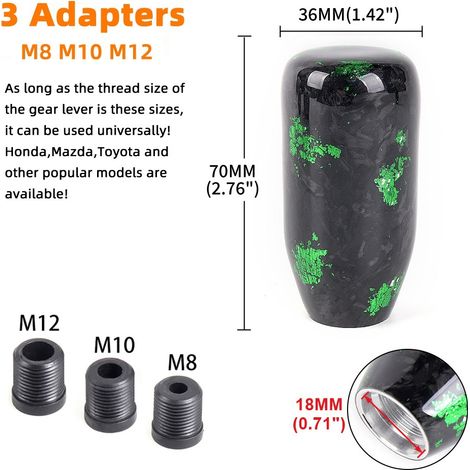 Irregularly Forged Carbon Fiber Gear Shifter, Manual Transmission Shift Handle, Gear Spooler - Automotive Modification Accessories - SFN091 Mid-Length - Green (1/4)