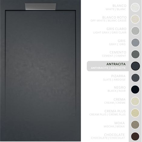SOULBATH Receveur de Douche - Résine - Gel Coat - Texture Lisse/Pierre - ANTHRACITE - Antidérapant- 180x90 Extra plat 3cm- Conception Élégante (1/5)