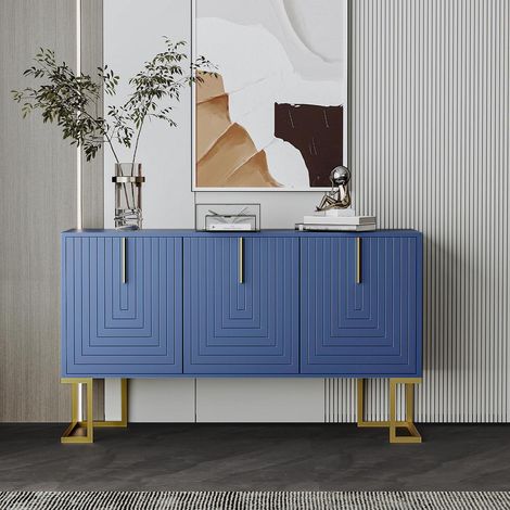 Sideboard mit 3 Türen, 6 Schubladen und verstellbaren Regalen, Marineblau (1/5)