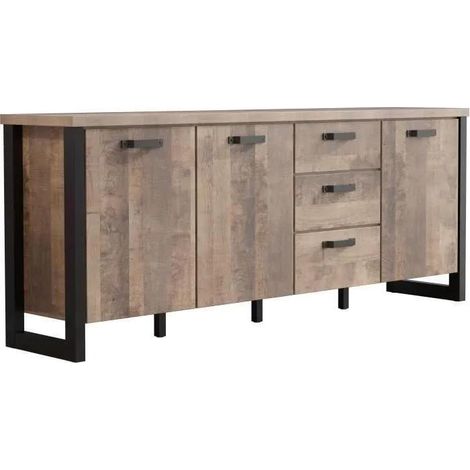 Trends International Buffet Emile Eiche dunkel Tabak Schwarz matt