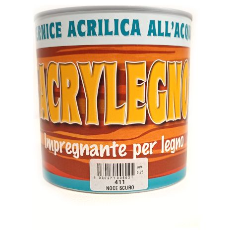 Vernice acrilica impregnante Acrylegno 411 Noce Scuro 750ml legno esterno interno