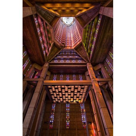 Tableau sur toile intérieur église Saint-Joseph du Havre 65x97 cm - Impression sur Toile Murale Décorative - Image imprimée en HD sur Toile - Toile sur Châssis en Bois FSC - Fabriqué en France (1/4)