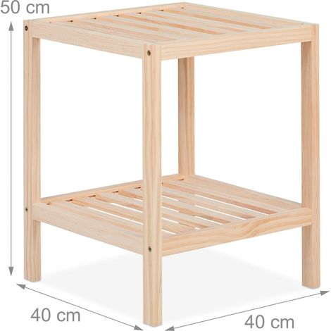 Table d’appoint moderne pour salon chambre 90 x 60 x 45 cm 2 niveaux pratique en bois de pin naturel (1/3)