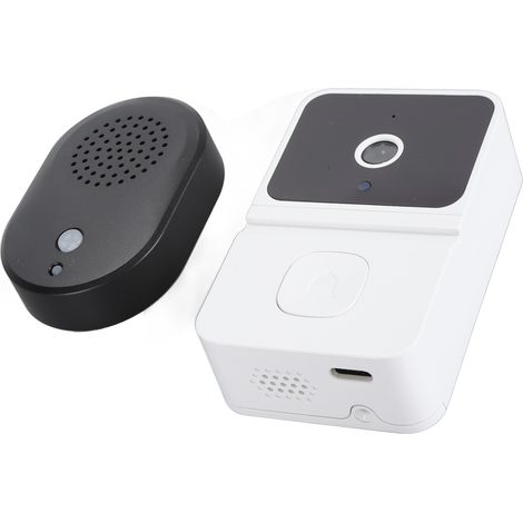 Sonnette vidéo professionnelle HD 1080p avec détection de mouvement IA, vision nocturne et connexion Wi-Fi 2,4 GHz pour une utilisation intérieure et extérieure. (1/5)