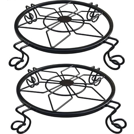 Topfpflanzenständer, rostbeständiger Pflanzenständer aus Metall, Gartentisch im Schmiedeeisen-Design, Blumentopfhalter aus Schmiedeeisen – Schwarz (1/5)