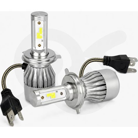 Coppia Di Lampade A Led Per Auto Moto C6 H4 6000K Fari Luce Bianca Lampadine