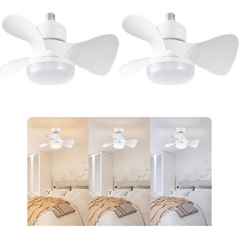 2 lampes LED silencieuses à vis pour ventilateur de plafond, avec télécommande, 30 watts/3000K-6500K à intensité variable, blanc (1/5)