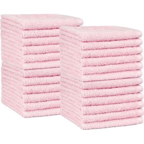Lot de 24 Gants de Toilette Coton, Séchage Rapide, Très Absorbants, 30x30cm, Rose Pétale, Usage Quotidien (1/5)