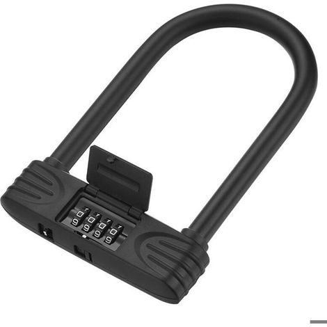 Vélo en U, Cadenas Vélos à Code 4 Chiffres Combinaison Réinitialisable Antivole pour Vélo/Scoote/Motos/Bicyclette/Porte (1/4)
