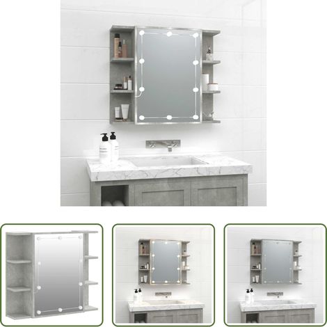 vidaXL Rangement bijoux - Armoire à miroir avec LED Gris béton 70x16,5x60 cm (1/5)