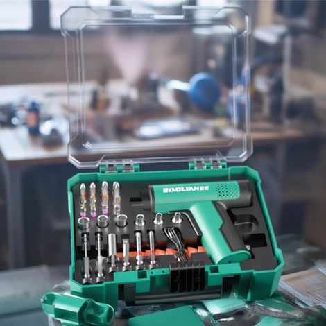 Kit de tournevis électrique multifonctionnel 32 pièces avec batterie 1500 mAh et porte-embouts pour des réparations domestiques et des projets de bricolage efficaces