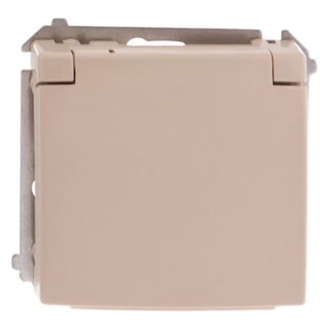 Simon Basic Spritzwassergeschützte Steckdose mit/mit IP44 mit vollständiger Abdeckung, beige BMGZ1B.01/12