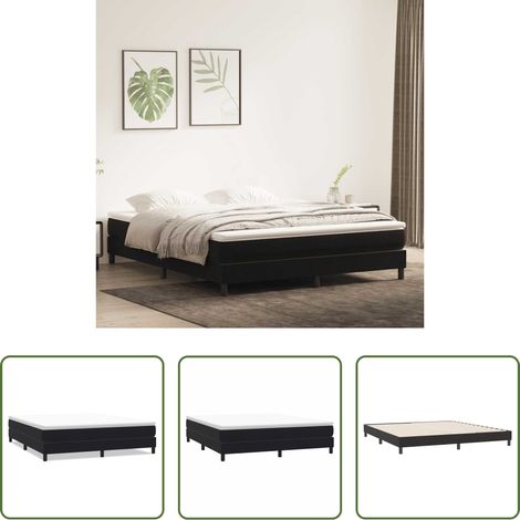 Sommeil réparateur -  Sommier à lattes de lit sans matelas noir 180x220 cm velours (1/5)