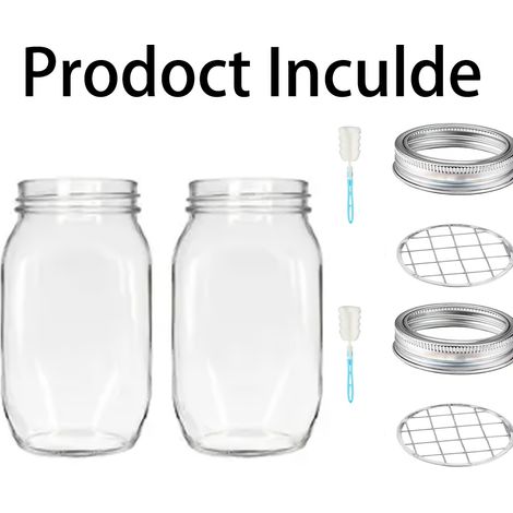 Filiyano-Ensemble de bocaux Mason en verre de 946 ml (32 oz) - Très grande capacité, plusieurs options disponibles : ensemble pour compositions (1/5)