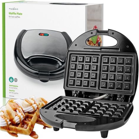 Nedis Macchina Waffle Maker Party Piastra Antiaderente 22x12cm 750W Nero Argento
