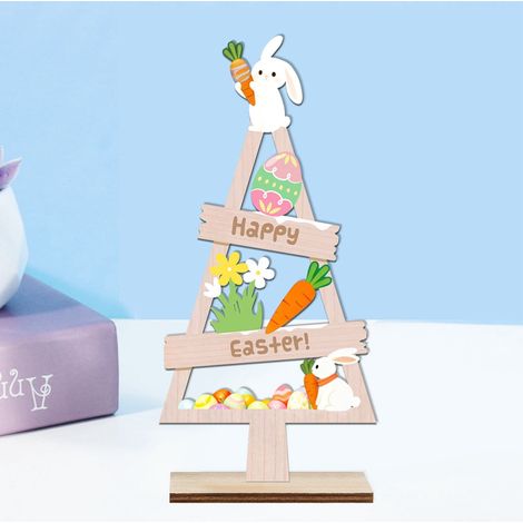 Lapin De Pâques En Bois - Décoration De Table De Printemps - Pour Intérieur Maison Et Bureau - 1 Pièce (1/5)