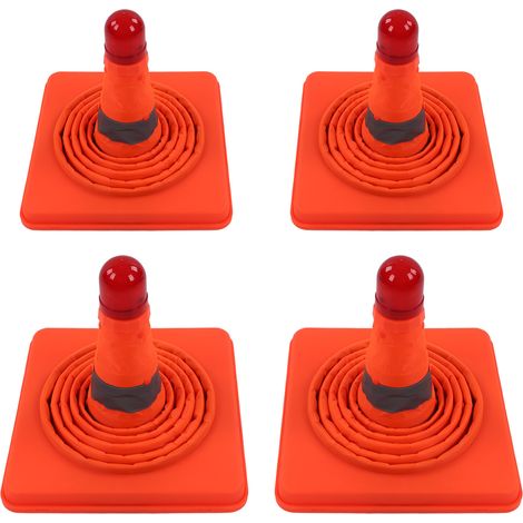 Cône de signalisation orange pliable 4 pièces avec réflecteur, réversible, sécurité chantier et parking, LED intégrée, 45 cm (1/5)