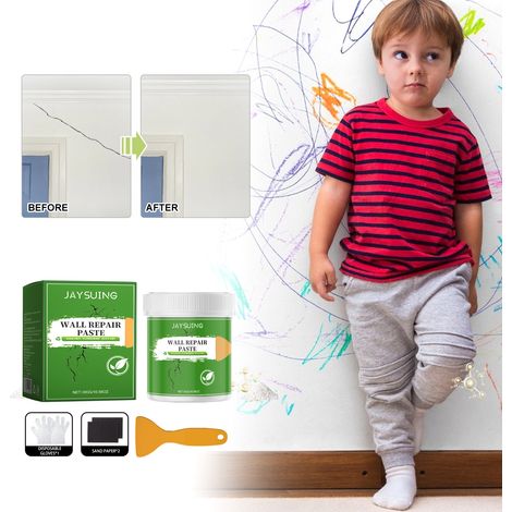 Wall Repair Paste for Home Use, White Walls, Cracks, Nail Holes, Waterproof and Mildew-proof -- 300g1 + Scraper1 + Sandpaper2 + Disposable Gloves2 -- BIEMMEDUE (1/5)
