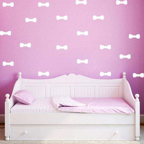 Joli autocollant mural à motif nœud papillon pour la décoration de la chambre d'enfant (blanc) (1/2)