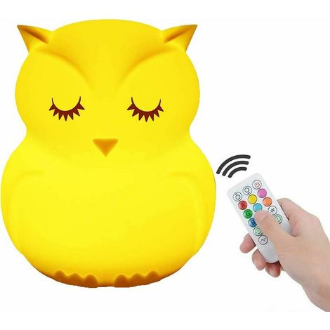 RHG Mean Owl Led Veilleuse Chambre Lampe Bébé Veilleuse Multicolore Rechargeable Télécommande Lig