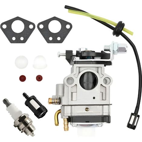 Carburateur Débroussailleuse 52cc 49cc 43cc, Kits de Carburateur pour Moteur avec Joint Tuyau Bougie d'allumage et Filtre à Essence pour Tondeuses à Gazon, Débroussailleuses et Tronçonneuses à Chaîne (1/5)