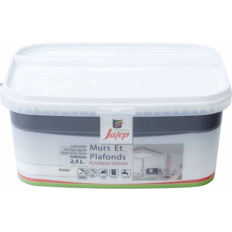 Peinture mur et plafond satinée ivoire 2,5L Jafep
