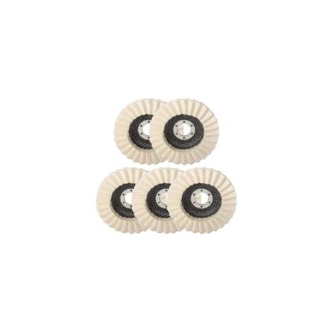 5 dischi lucidanti in feltro di lana, 125 mm x 22,2 mm, dischi lamellari in feltro, per lucidare vetro e metallo - Crezuo (1/4)