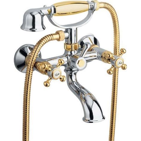 Sapho Reitano Rubinetteria Antea - Mitigeur de baignoire avec accessoires, chrome/or 3012 (1/2)