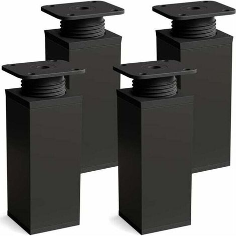 ZVD Möbelfüße, 4er-Set, Ausführung: Mattschwarz, Höhe: 60 mm, verstellbar, eckige Form - Crezuo