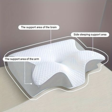 Oreiller Cervical en Mousse Mémoire de Forme – Ergonomique à Rebond Lent. Relaxation Sommeil, Idéal Dos et Côté. Remplissage 100% PU (Coussin cervical - blanc cassé).