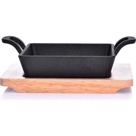 Sartén de hierro fundido con soporte de madera de 12 cm, color negro, Musn duka (1/5)