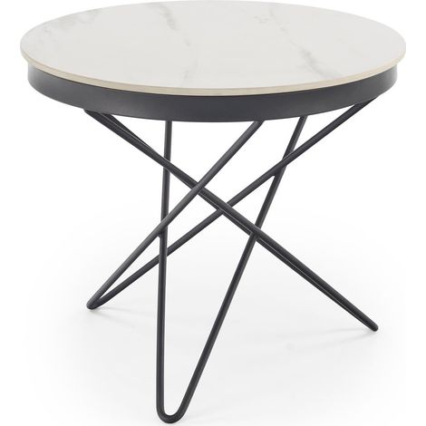 Mesa de centro Houston 2063, Mármol blanco + Negro, 55x0x0cm, Diámetro: 60, Piedra sinterizada, Redonda