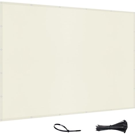 Brise Vue Balcon 90x600cm Imperméable, Protection UV, Résistant au Vent, avec Trous et Serre-Câbles pour Terrasse Extérieure,Blanc cassé (1/5)