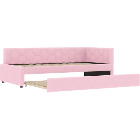 Letto divano 90x200 cm con letto estraibile, LED da comodino, USB Type-C, rosa, MODENUIT (1/5)