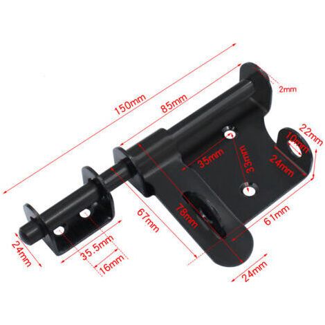 NALOOKAMIC Robuste Verrou Porte Coulissante,Exterieur/Interieure, Loquet Portail en Acier Inoxydable pour Fenêtre, Placard et Jardin, Finition Noire Mate, Barre de 150MM (1/3)