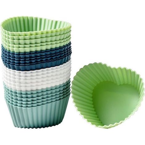 Stampi per crostate 6,5 x 6,5 x 2,5 cm, set da 24 pezzi, stampi per crostate in silicone, stampi da forno per muffin, torte, pasticcini e budini, stampi per muffin riutilizzabili per (1/5)