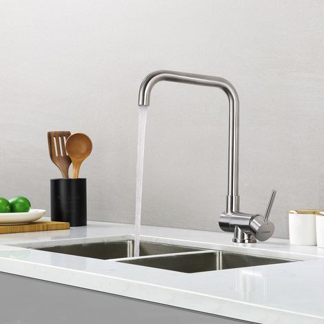 Lonheo Hochdruck Küchenarmatur Umklappbar 360° Drehbar, Hochdruck Wasserhahn Küche aus Edelstahl, Vorfenster Spültischarmatur Einhebelmischer mit Abnehmbarem Perlator, Gebürstet (1/5)