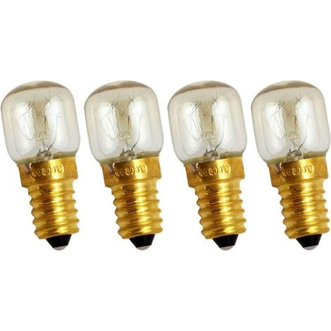 4Pcs Oven Light Bulbs 25W Appliance Replacement Bulbs High Temp for Oven Stove Refrigerator Microwave Incandescent E14 Screw Base Oven Parts Accessories (Warm White) (1/5)