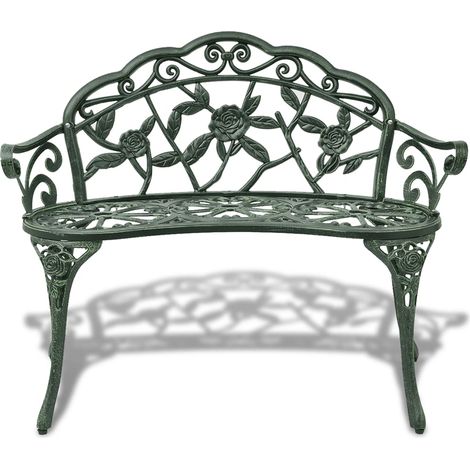 INLIFE Banc de jardin 100 cm Aluminium coulé Vert (1/4)