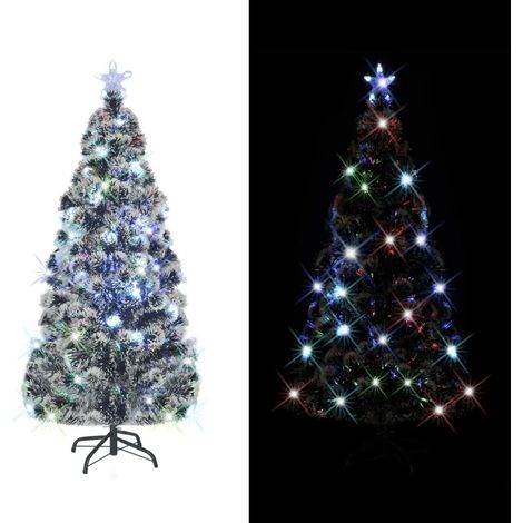 Árbol de Navidad preiluminado con soporte y LED fibra óptica 150 cm vidaXL (1/5)